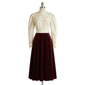 Gunne Sax Vintage Victorian Dress Sz 5 Velvet Lace Romantic Prairie Cottagecore